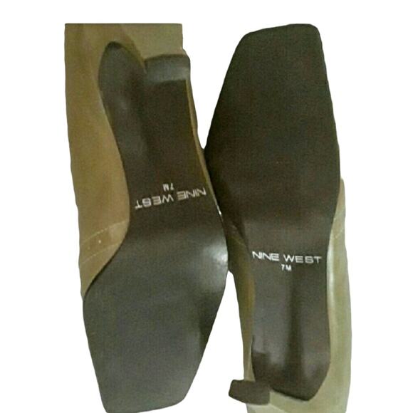 NINE WEST Green Leather Heels Pumps Size 7M Vintage Vibes and Retro Style Y2K - Picture 8 of 8